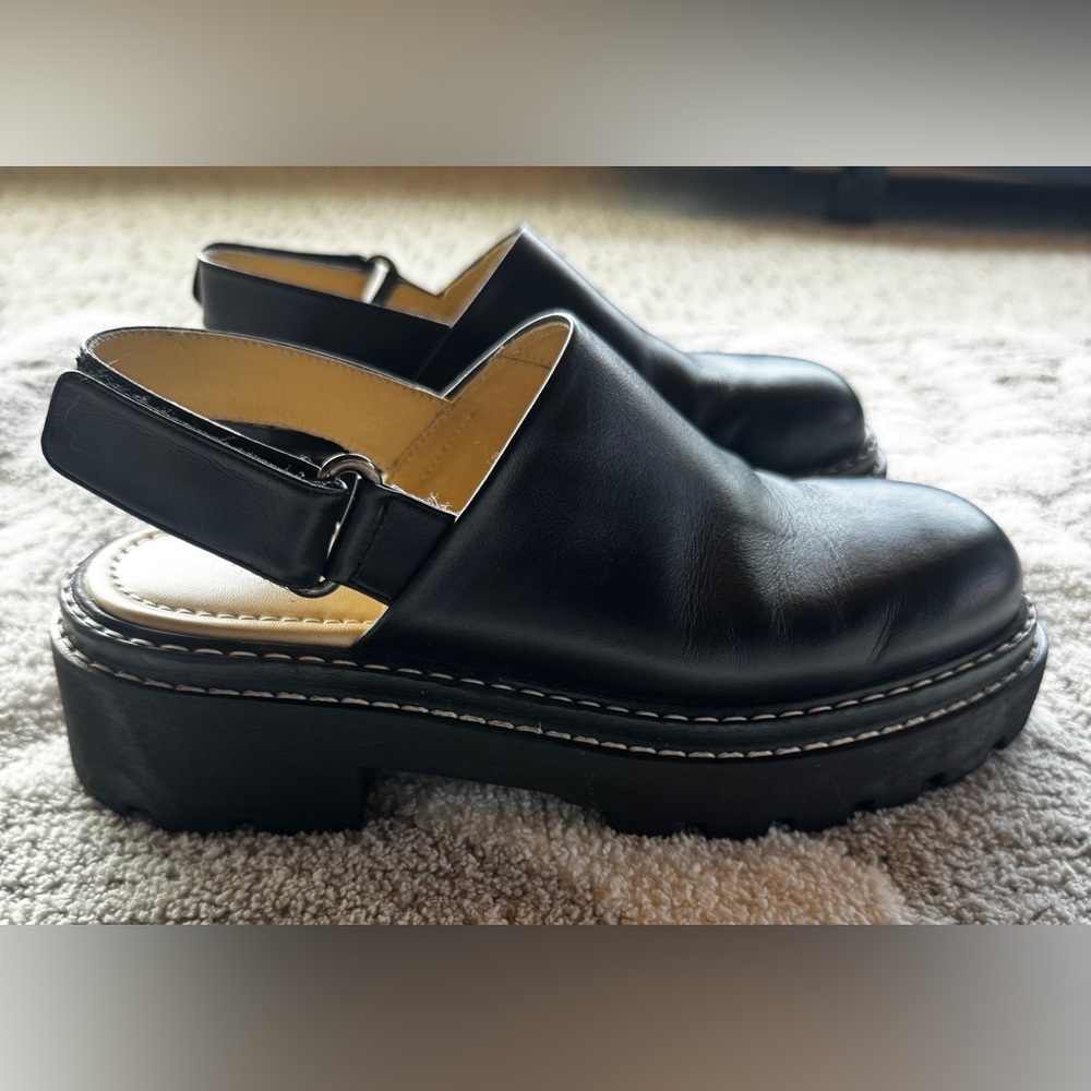 Poppy Barley Black Leather Slingback Women's Shoes